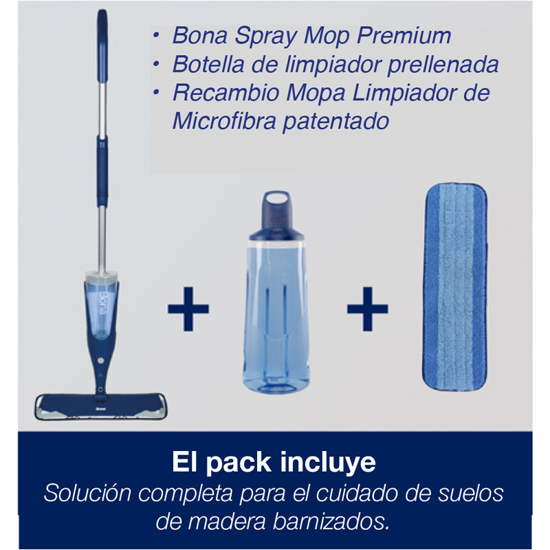 Limpiador de Suelos de Madera BONA 1 Litro + Kit Para El Mantenimiento de  Todos Los Suelos de Parquet de Madera